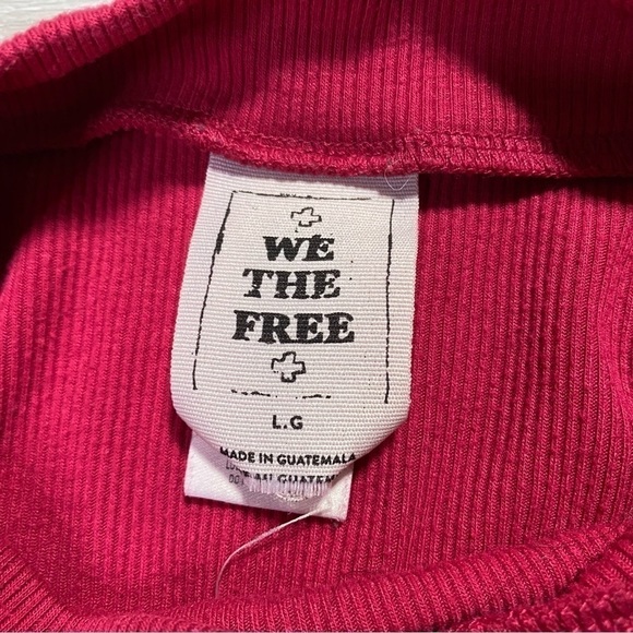 Free People We The Free Red Mock Neck Cropped Short Sleeve Side Snap Top, Sz L - Picture 5 of 8
